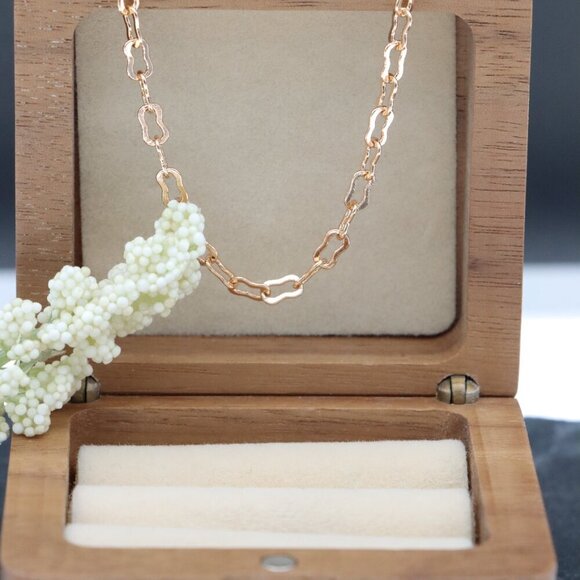 Rose Gold Chain Necklace Gold Plated Dainty Unisex Jewelry, XPNL0002 - Picture 2 of 12